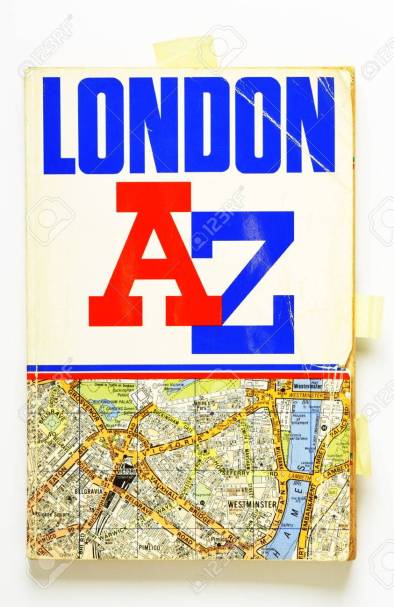 25577919-an-old-and-well-used-copy-of-the-london-a-to-z-city-guide-map-with-creased-pages-and-inserted-bookma